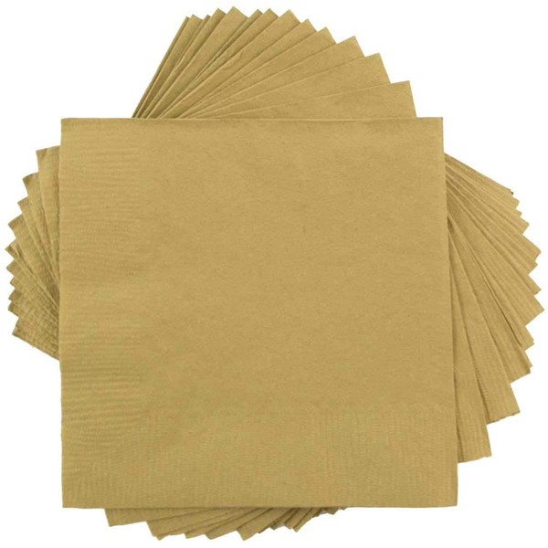 JAM PAPER Small Beverage Napkins - 5 x 5 - Gold - 50/Pack
