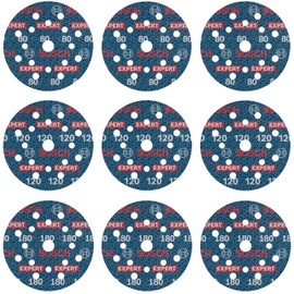 Bosch 9x Expert O780 Foil Sanding Discs Set, 125 mm, 9-Piece (for Hardwood, Paint on Wood, Diameter 125 mm, Grit 3 x 80, 3 x 120, 3 x 180, Professional Accessories Random Orbital Sander)
