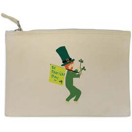 'St Patrick's Day Leprechaun With His Flag' Canvas Clutch Bag/Accessory Case (CL00042312)