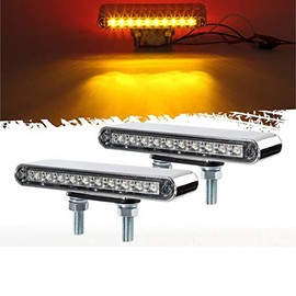 Partsam 2Pcs 6.5" Double Face Truck Semi Trailer Light Bars 10LED Red/Amber Clear Lens Waterproof with Double Studs Sealed Dual Face Led Turn Signal Stop Tail Marker Lights 12V