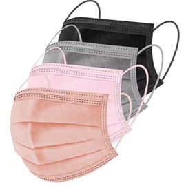 ZIYE 100 máscaras faciales desechables no médicas, transpirables, no tejidas, cubrebocas de 3 capas con clip para la nariz, cinta elástica para las or