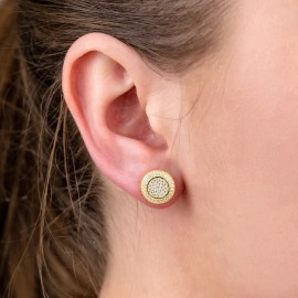 Morf Jewelry Real Solid 925 Silver Iced CZ Hip Hop Men's Earrings Big Studs 14k Gold Plated