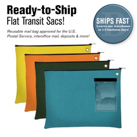 BankSupplies Canvas Interoffice Mailer, 14 oz. | 14W x 11H | Orange | Transit Bag | Large Zipper Bag with Grommet | Use with Padlock or Zip Tie for Security | Interoffice Mail Bag