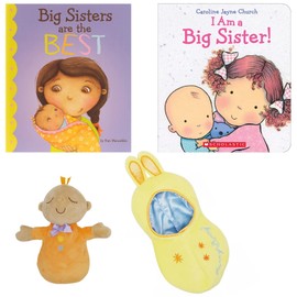 Sibling Gift - I Am a Big Sister and Big Sisters are The Best Hardcovers, Snuggle First Baby Doll and Gift/Book Bag (Educational for Being Promoted to Big Sibling with New Baby) (Sister)