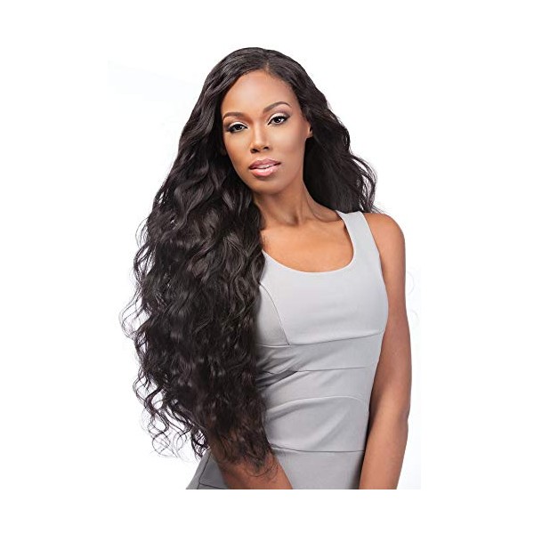 Sensationnel Virgin Remy Human Hair Weave Bare&Natural Body Wave 3pcs with 4"x4"Closure (16"+18"+20", NATURAL BLACK)