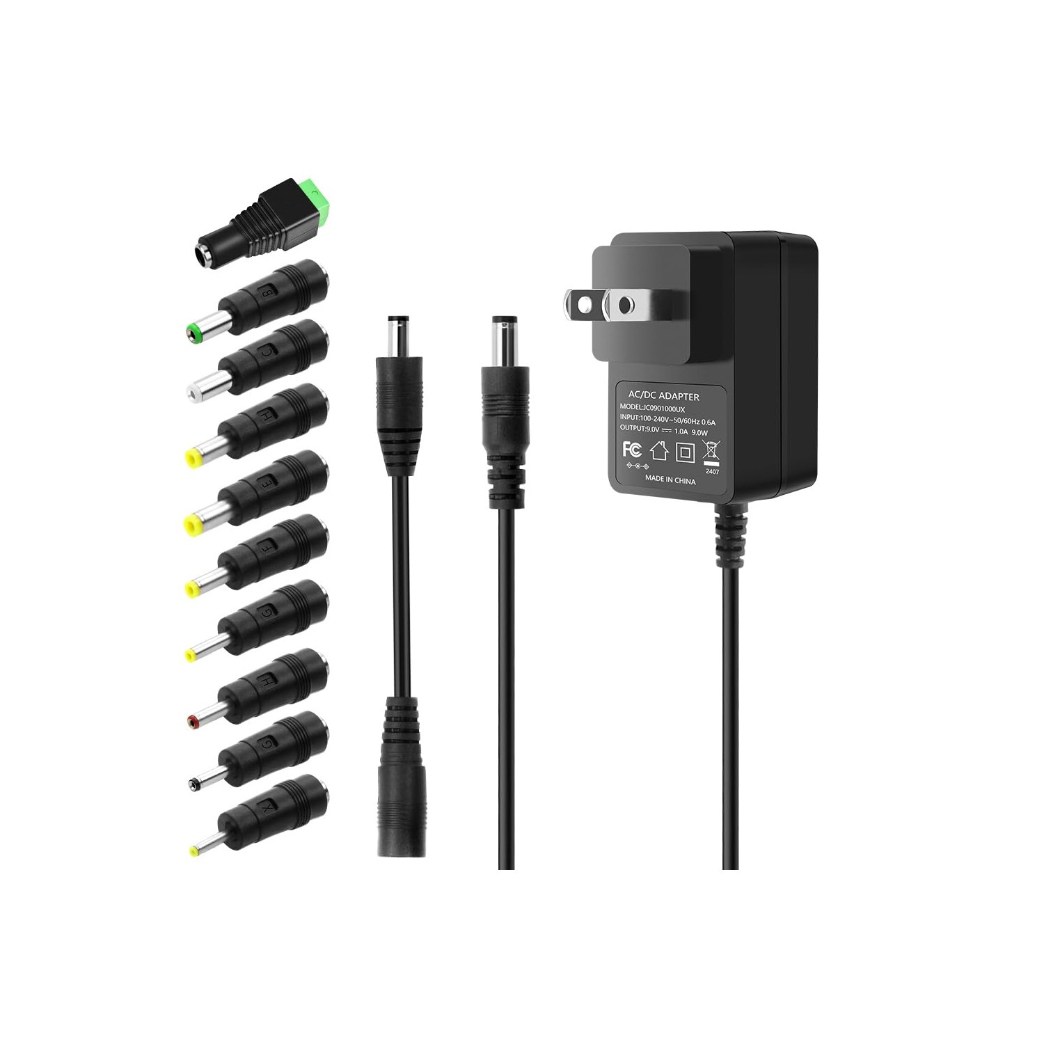 9V 1A Power Supply Adapter DC Power Cord 9 Volt Universal Power ...