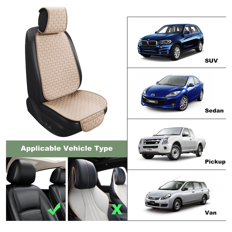 VarCozy Linen Car Seat Covers, 2PCS Breathable Front Pair Seat