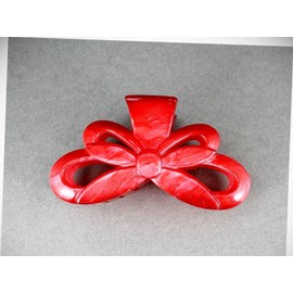 Perfect Hairstyle with Our Hair Accessories - Red Hair Clip Marbled Bow Plastic 3.5" Long Barrette Accessory Claw Clamp Fashionable Hair Accessory Hair Jewelry Accessories for Lady Women