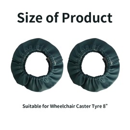 Wheelchair Covers for Wheelchair Caster Tyre 8’’, to Protect Wheels Tires Floors Carpets, Prevents Slippage, Wheelchair Supplier, Wheelchair Replacement Equipment (Dark Green)