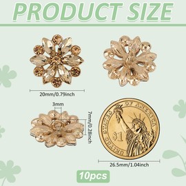 FINGERINSPIRE Pack of 10 Rhinestone Eyelet Buttons 20 mm Diameter Bright Colorado Topaz Rhinestone Buttons Flower Shape Rhinestone Buttons for Sewing Alloy Rhinestone Jewellery Buttons for Decoration