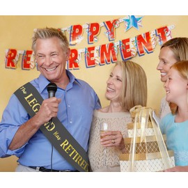 The Legend Has Retired Sash – Gray and Gold Foil Retirement Sash for Women and Men & Large Gold Safety Pin. Great for Retirement Party, Events & Decorations by JPACO