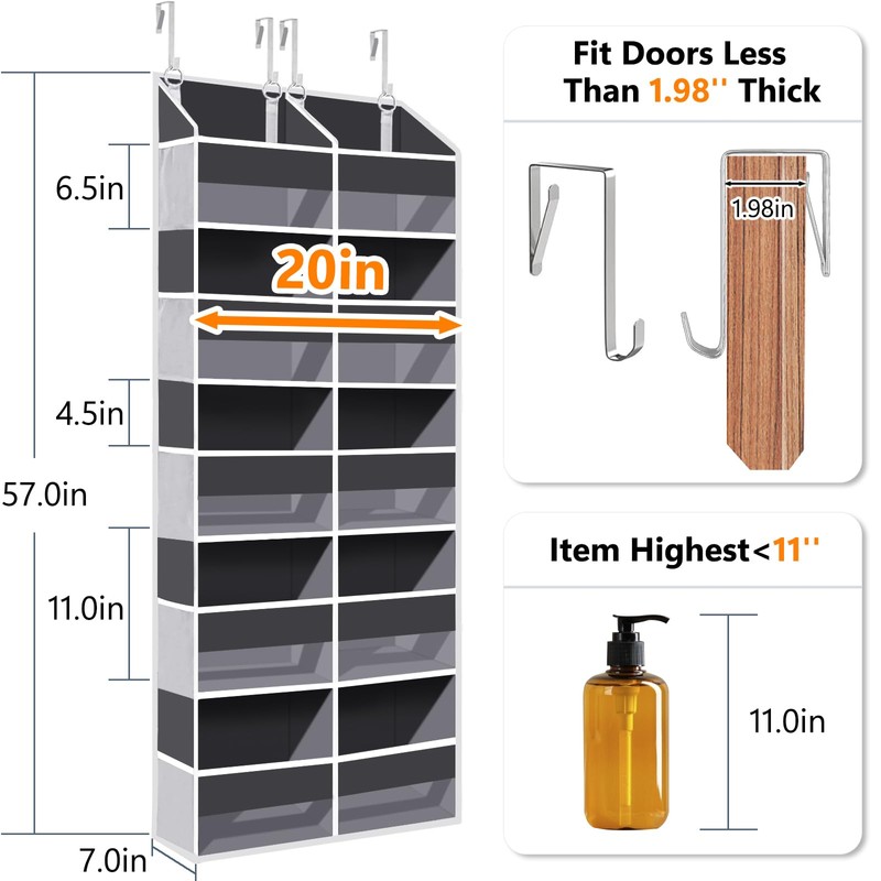 Heavy Duty Over The Door Organizer 5 Tiers, Extra Large