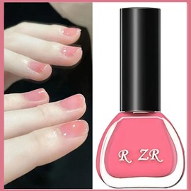 Air Dry Jelly Pink Nail Polish, 15ML Clear Pink Nail Polish Quick Dry, Long Lasting Translucent Pink Nail Polish, Vegan Sheer Pink Nail Polish Gel Transparent, Jelly Nail Polish No UV Light Needed