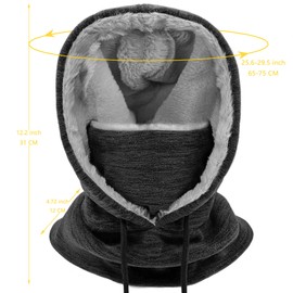 Yuhan Pretty Balaclava Ski Mask for Men Women, Fleece Face Neck Scarf Warmer Hoods Hats for Cycling Motorcycle Winter(Black)