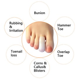 Hoogoo 10 Pack Gel Toe Caps and Protectors, Toe Covers, Protect Toe from Rubbing, Ingrown Toenails, Corns, Blisters, Hammer Toes and Other Painful Toe Problems
