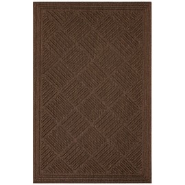 Mohawk Home Entryway Door Mat 3' x 4' All Weather Doormat Outdoor Non Slip Recycled Rubber, Brown Squares