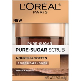 L'Oréal Paris Pure Sugar Scrub Nourish & Soften, 1.7 oz. Facial & Lip Scrub, Exfoliante para todos los tipos de piel, 3 veces por semana