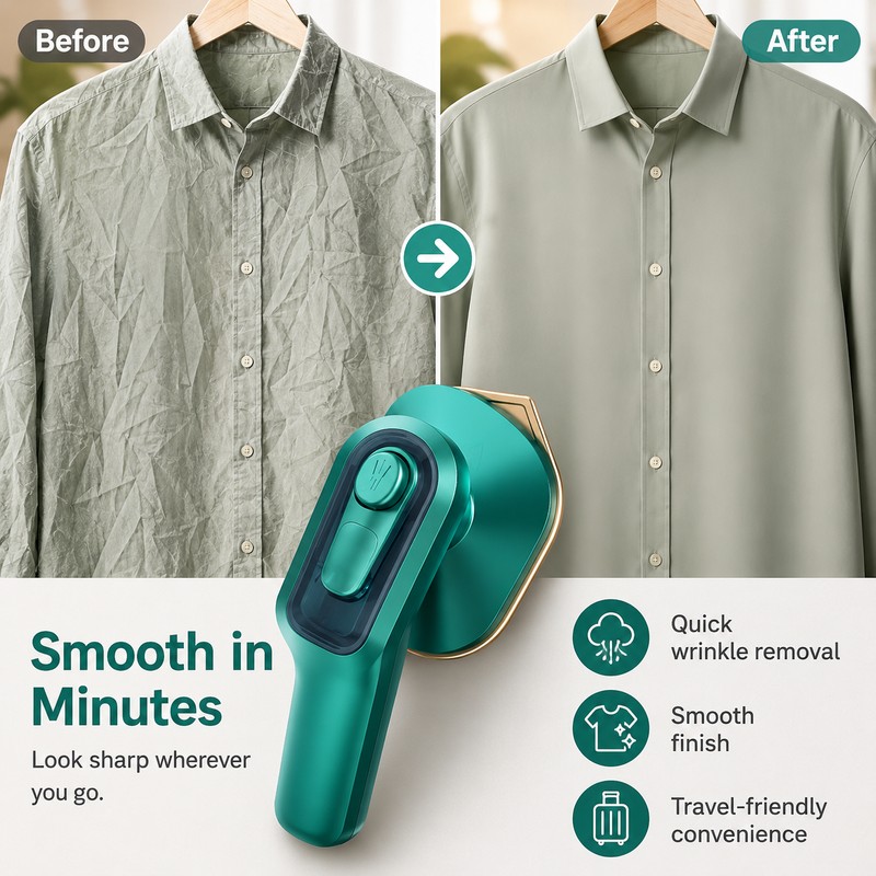 Portable Steam Iron for Clothes – Fast-Heating Wet & Dry