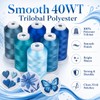 Simthread 6 Spools 3000 Yds 40WT Polyester Embroidery Thread Blue