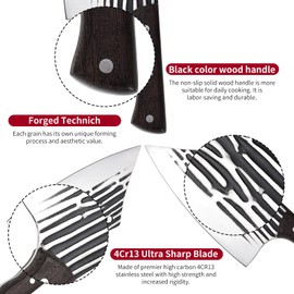 EIXVEYU Cleaver Knife Forged Kitchen Knife Chef Knife for Meat Cutting Butcher Knife Slicing Knife Viking Knife Serbian Chef Knife,with Wood Handle and Gift Packaging