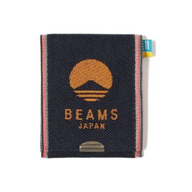 Beams Japan Small Items, Takada Textile × BEAMS Japan Bespoke Folding Logo Card & Coin Wallet Denim ORANGE, orange