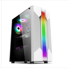 Computer Case Gaming PC Chassis Micro-ATX Tower Adjustable I/O & Fully Ventilated Airflow Tempered Glass Medium Upright High Airflow 240 Water Cooling Support White Without ARGB Fan