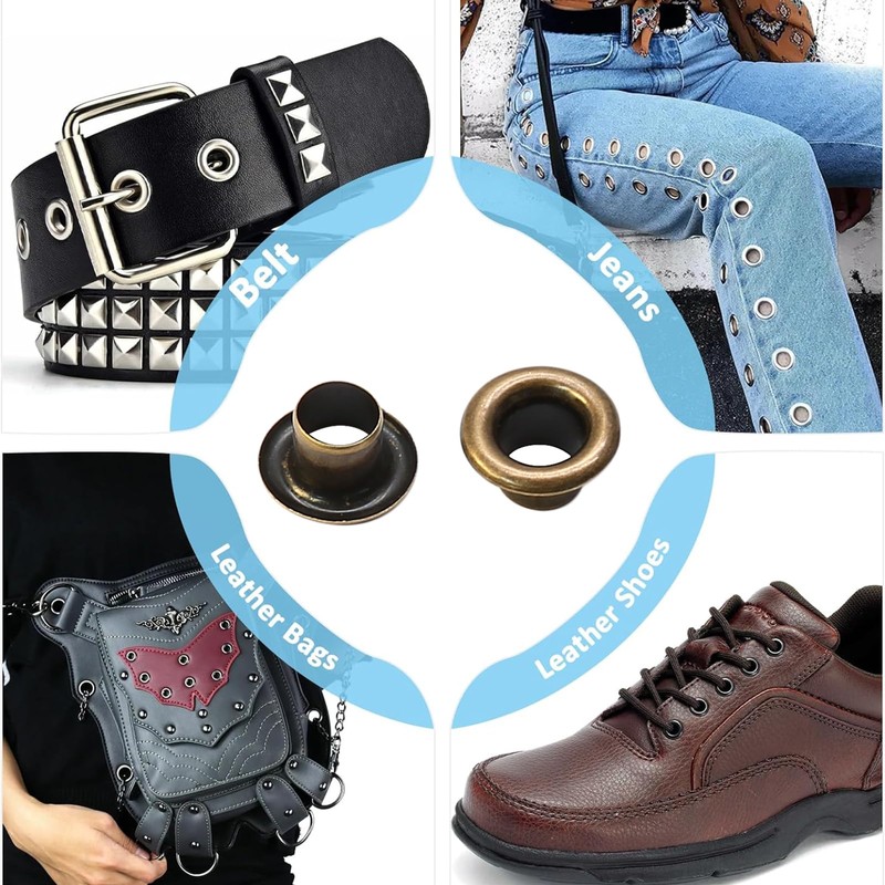 Litoexpe 4MM Grommets Eyelets 200 Pcs, Self Backing Eyelets for