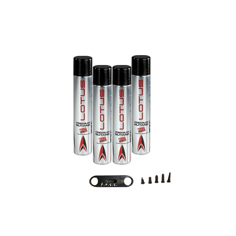f.e.s.s. Lotus Vertigo Premium Butane 4 pack-400mL V Cutter, Silver,