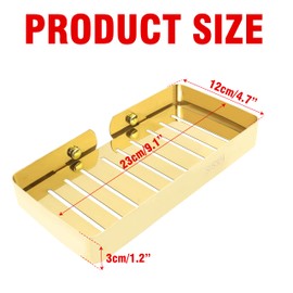 Soap Dish Holder Basket Stainless Steel Wall Mounted, Heavy Duty Shower Soap Suction Caddy Tray Saver with Drain, Brushed Gold Sponge Organizer for Bathroom Kitchen, Drilling with Screw (Size: Large)