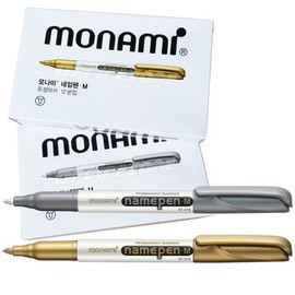 Monami Name Pen M Bold Writing 12-Piece Set Gold, Silver, and White Metallic Oil-based Pens / 모나미 네임펜M 굵은글씨용 12자루 금색 은색 흰색 메탈 유성펜