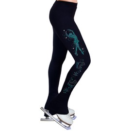 NY2 SPORTSWEAR Figure Skating Practice Pants with Spangles S102B - Adult Sizes- (Adult Small) Black