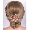 Teyglen Rose Gold Rhinestone Bridal Hair Clips Flower Bride Wedding