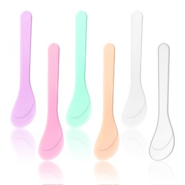 Exircy 6 PCS Plastic Cosmetic Spatula, Candy Color Makeup Scoops Spatulas Stick Applicator Reusable Cosmetic Mask Mixing Spoon Spa Makeup Tools for Lotions Moisturizers DIY Cream Mixing