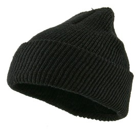 Military Wool Cuff Beanie - Black OSFM