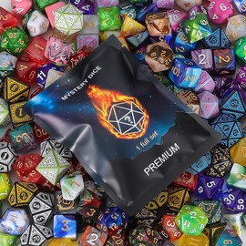 Mystery Dice Set Bag, Various Styles Polyhedral Dice, Random D&D Dice Patterns & Dice Bag, Perfect Gift , Great for Dungeons and Dragons, RPG, MTG,Role Playing Table Gamers:_1 Bag (7 pcs DND Dices+ 1 pcs Bag )