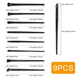 Eupneicu Eyeshadow Make-Up Brush [9 Pieces], Make Up Brush Set, Eye Brush Set, Cosmetic Brush for Foundation, Concealers, Blush and Eyeshadow