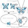 Aurora Tears Butterfly Necklace/Earrings/Rings/Bracelets Set 925 Sterling Sliver March Birthstone