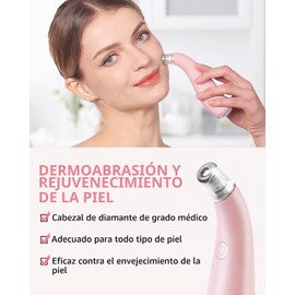 NEWDERMO Máquina de microdermoabrasión 2 en 1 para facial (rosa) USB recargable del dispositivo de Microdermabrasion del diamante - máquina casera avanzada del tratamiento facial