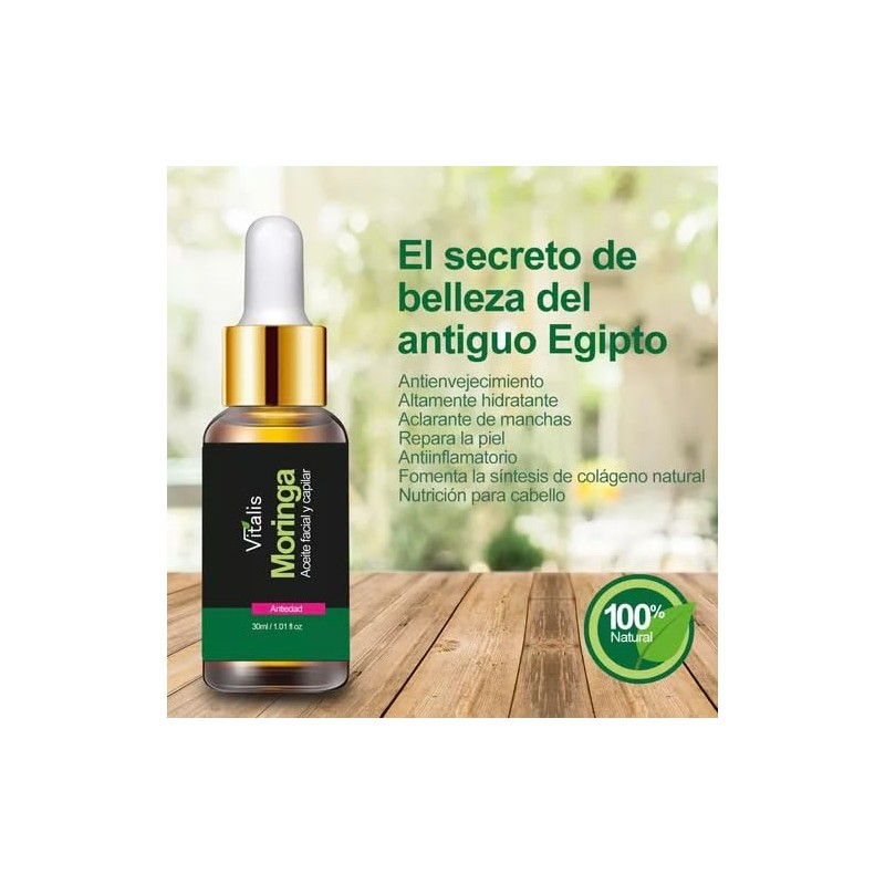 Vitalis Aceite de Moringa Puro Natural, 30 ml, Antiarrugas y