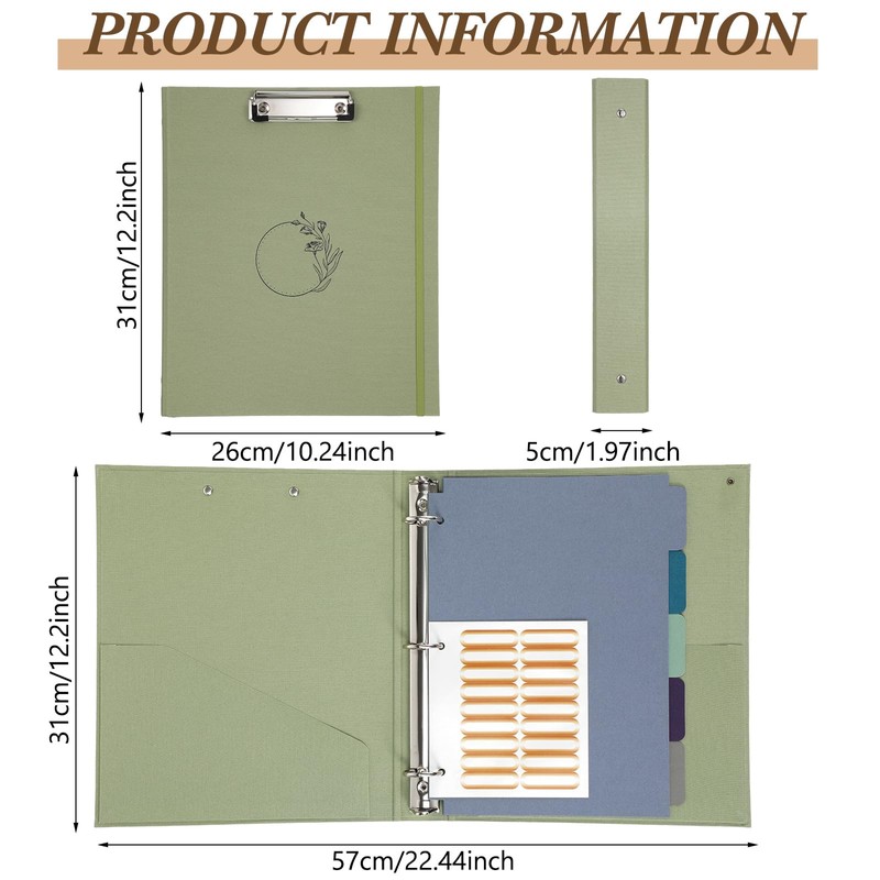 Weekgrat 2 Pcs 3 Ring 1 Inch Linen Binder Organizer