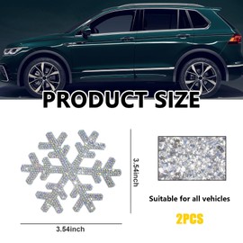 Dickno 2PCS Bling Car Stickers, Crystal Rhinestone Snowflake Decals, Shiny Automotive Interior Exterior Sticker for Women, Universal Decoration for Car Body Bumper Window Laptop (Snowflake, Colorful)