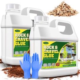 Fuchoi Mulch Glue, 0.5 Gallon / 64oz Rock Glue for Landscaping, Strong Pea Gravel Glue, Fast-Dry Gravel Binder, Stone Glue for Outside Rocks, Bark, Rubber, Pebble, Wood, No Toxic and Long-Lasting