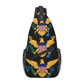 KOSUES American Virgin Islands Flags Eagle Sling Bag Casual Crossbody Bag Sports Shoulder Backpack Travel Chest Pack Cycling Cross Bags Gym Hiking Daypack