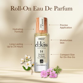 EL:KISS Roll On Perfume, Jasmine & Musk Inspired by Chance Eau Tendre, Eau de Parfum 12mL (.40 Fl Oz), Hydrating & Long-Lasting, Alcohol & Mineral Oil-Free, Infused With Jojoba, Argan & Coconut Oil