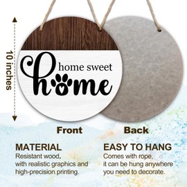 Home Sweet Home Wooden Hanging Sign, Welcome Sign Front Door Decor, Farmhouse Wall Sign For Dog Lover Dog Mom Dog Owner, Rustic Welcome Sign Decor For Farmhouse Home Porch Garden Yard -14