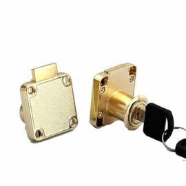 TOP-VIGOR 1Pc Security Cam Lock, 20mm Zinc Alloy Security Cabinet Lock Cylinder Drawer Cupboard Mailbox Lock with 2 Keys for Household Office, Keys Alike, Gold