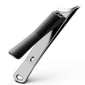 BEZOX Slant Curved Blade Toenail Clippers – Stylish Nail Clippers for Ingrown Nails, Heavy Duty Fingernail Clippers for Thick Nails, Toe Nail Cutters for Seniors, Men, and Women - Gray Black