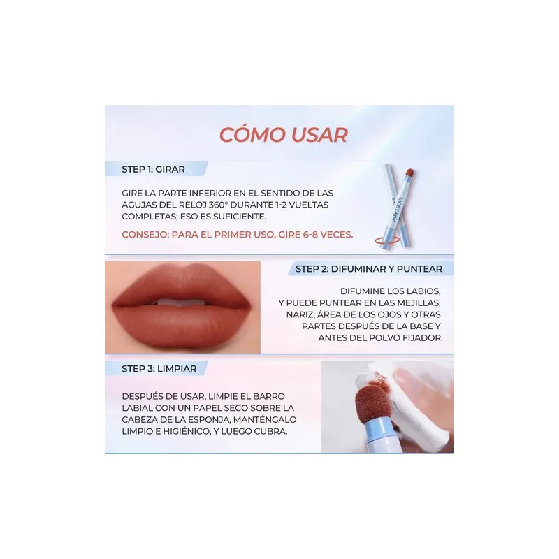 Sace Lady Air Cushion Labial Y Rubor Multiuso Crema Mate