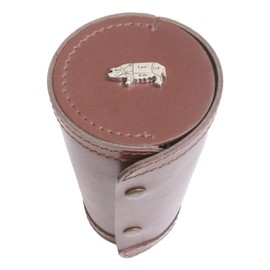 Gamekeepers Cottage gifts Butcher Pig 1-10 Numbered Cups in Brown Leather Popper Case Gift 49