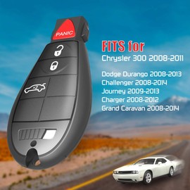VOFONO 4 Button Key Fob Fit for 2008-2011 Chrysler 300, 2008-2014 Dodge Caravan, 2008-2013 Durango, 2009-2013 Journey, 2008-2012 Charger, 2008-2014 Challenger M3N5WY783X IYZ-C01C
